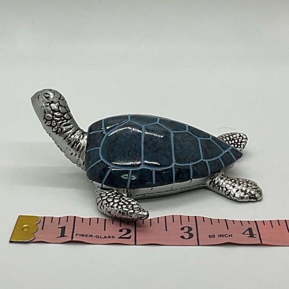 Silver and Blue Turtle Figurine - Picture 6 of 6